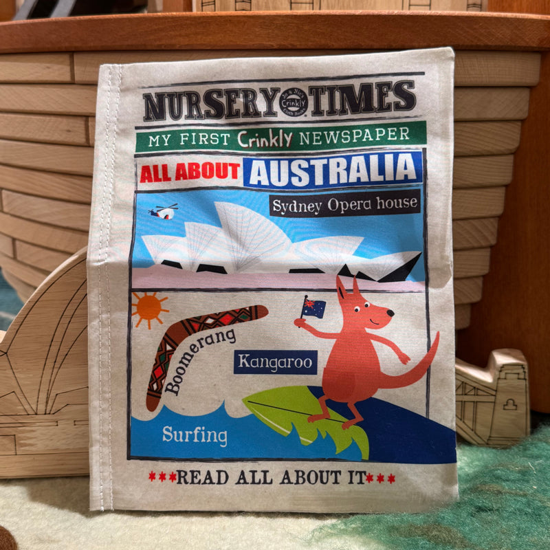 Nursery Times Crinkly Newspaper All About Australia By Jo & Nic’s Crinkly Cloth Book Australian Theme 3m+