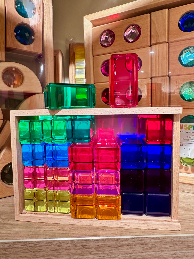 Bauspiel Luminous Building Blocks 24 Piece STEM Wooden Toys 3yrs+