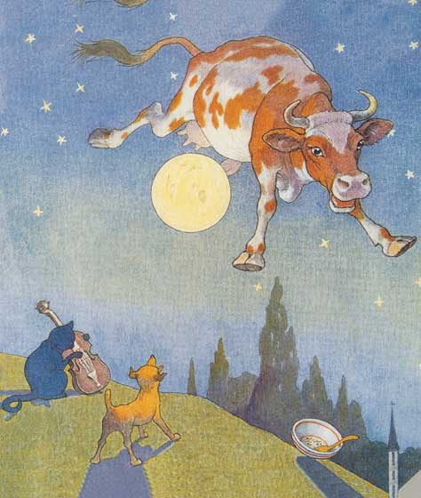 Nursery Rhymes Card And the Cow Jumped Over the Moon By Laughing Elephant Birthday Card