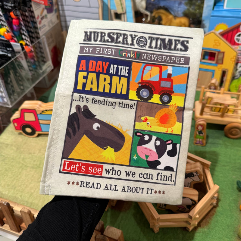 Nursery Times Crinkly Newspaper Farm Animals Rhymes by Jo & Nic's Crinkly Cloth Book Farm Theme 3m+