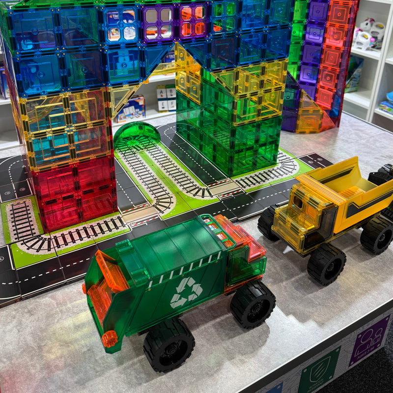Learn and Grow Toys Magnetic Mega Recycling Truck 14 Piece Set by Tile Tek Magnetic Tiles Toy Car 3yrs+