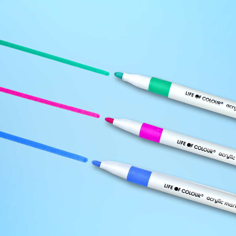 Life of Colour Acrylic Markers Classic Colours Set of 24 Stationary Art and Craft for Kids 3yrs+