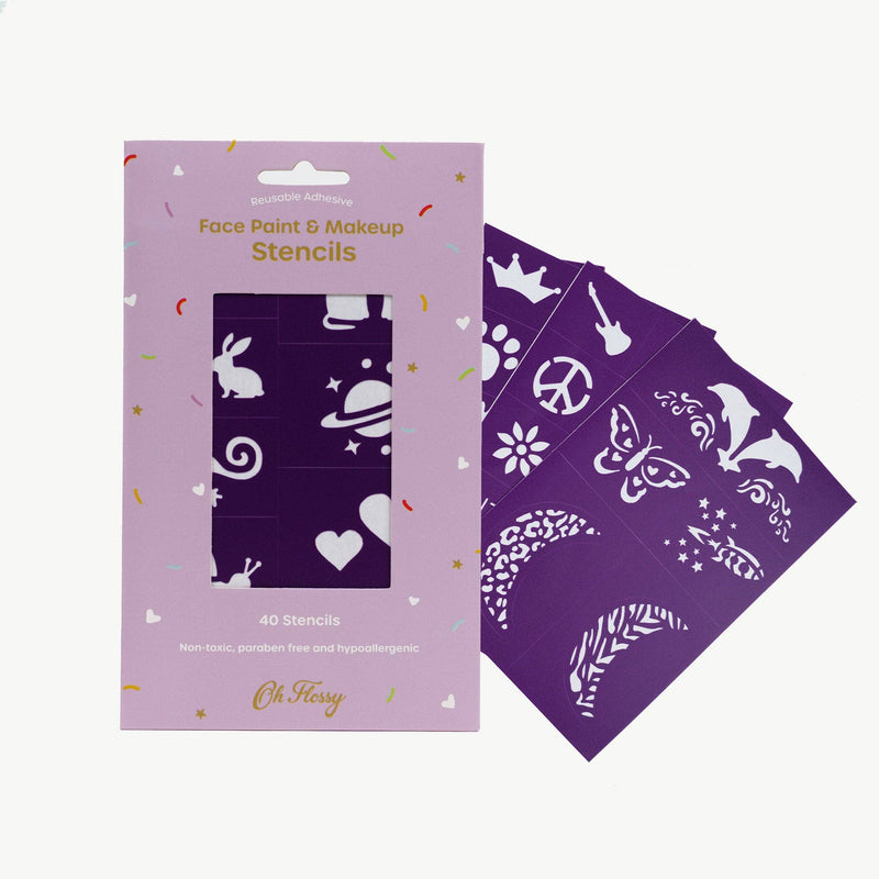 Oh Flossy Reusable Adhesive Face Paint and Makeup Stencils Kids Makeup Set Purple 3yrs+