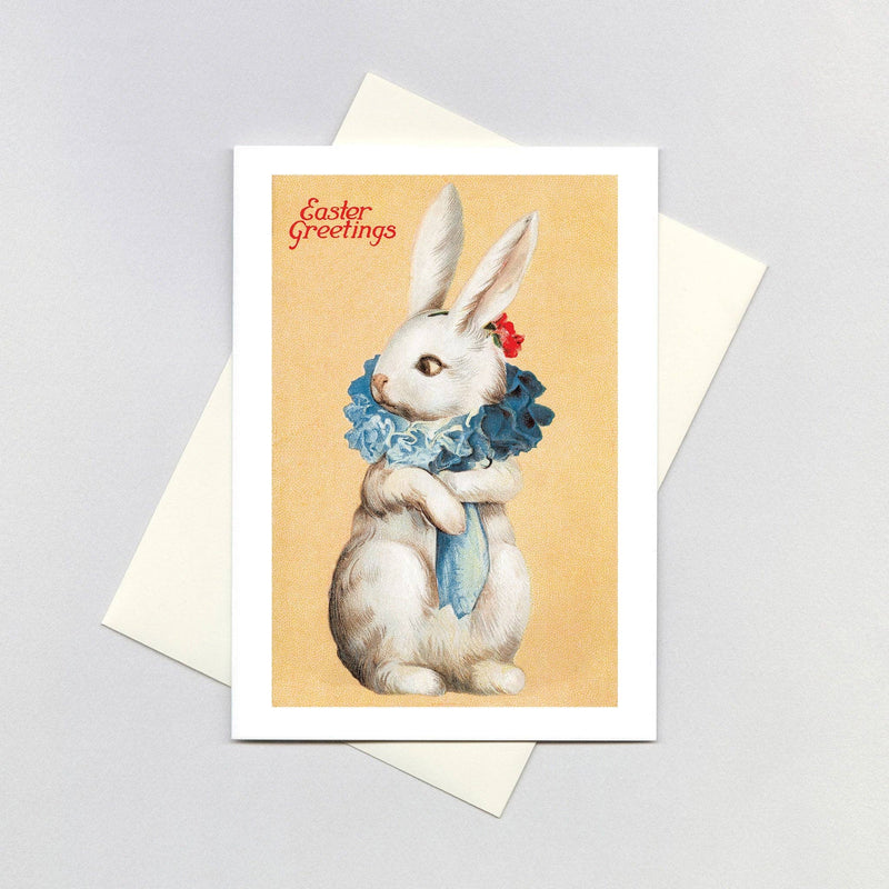 Easter Rabbit with a Fancy Flower Ruff Easter Greeting Card By Laughing Elephant Easter Collection
