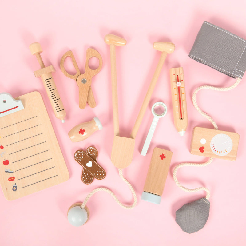 Wooden Doctor Set 11pcs by Make Me Iconic Occupation Pretend and Imaginative Play 3yrs+