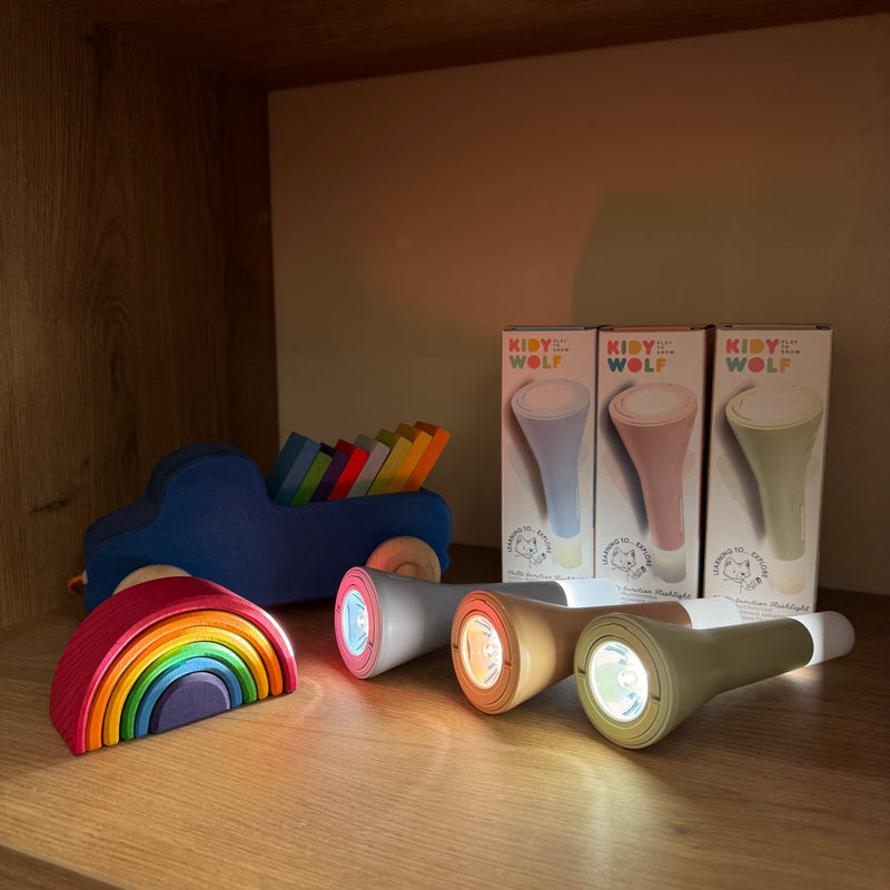 Kids Torch Multifunctional Rechargeable KidyFlashlight Natural 3 Colours by Kidywolf Torch Outdoor Toys  4yrs+