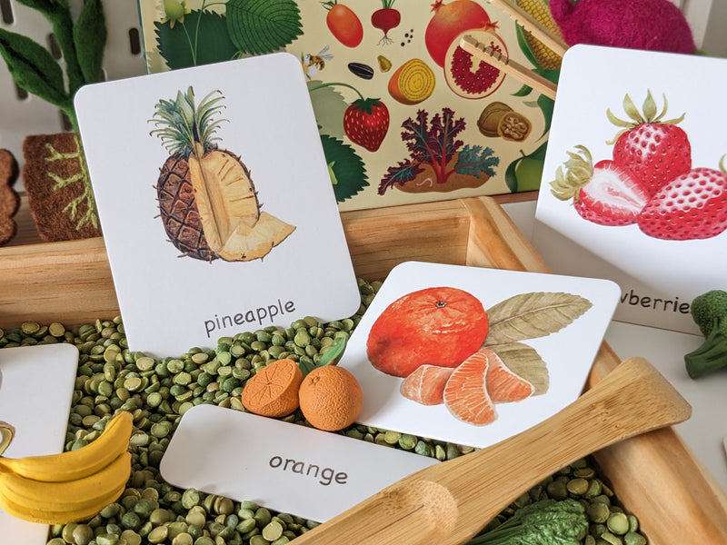 Montessori 3 Part Cards Nomenclature Fruits English
