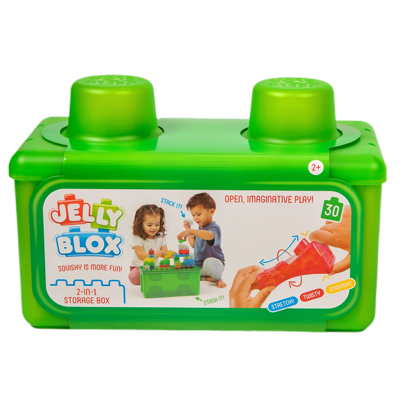 Jelly Blox Stash and Stack 2 in 1 with Storage Case 30pcs Squishy Sensory Creative Play Gift Idea for Toddler 2yrs+