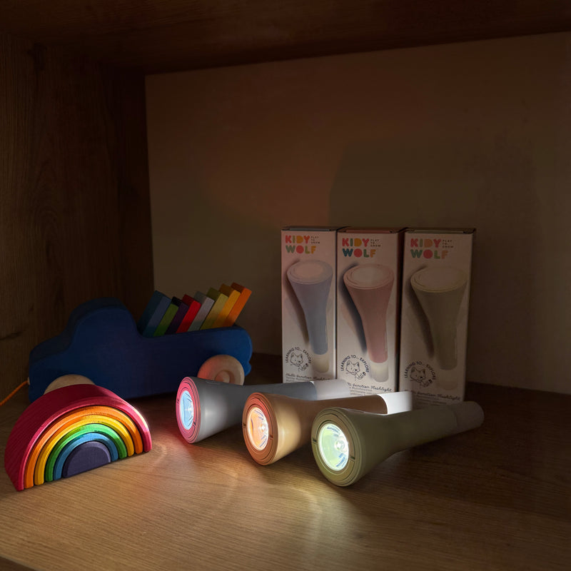 Kids Torch Multifunctional Rechargeable KidyFlashlight Natural 3 Colours by Kidywolf Torch Outdoor Toys  4yrs+