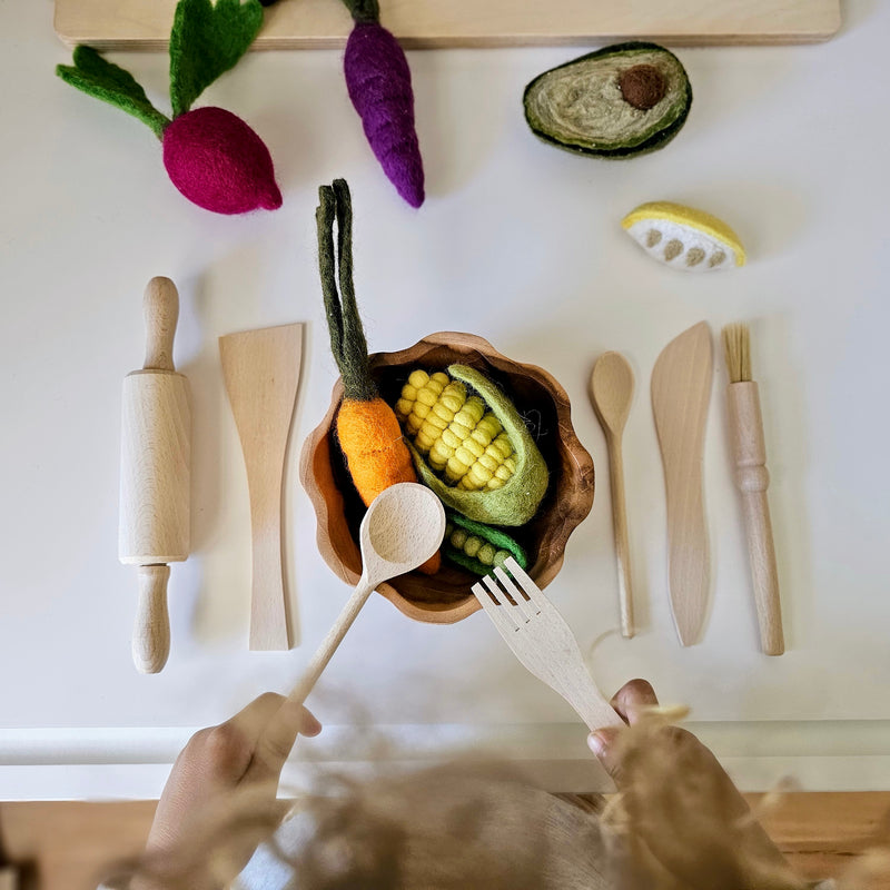 Egmont Wooden Kitchen Utensils Set of 7 Montessori Practical Life Materials 3yrs+