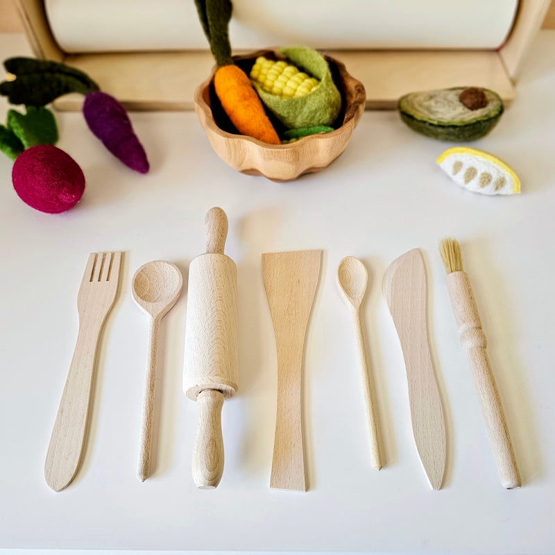 Egmont Wooden Kitchen Utensils Set of 7 Montessori Practical Life Materials 3yrs+