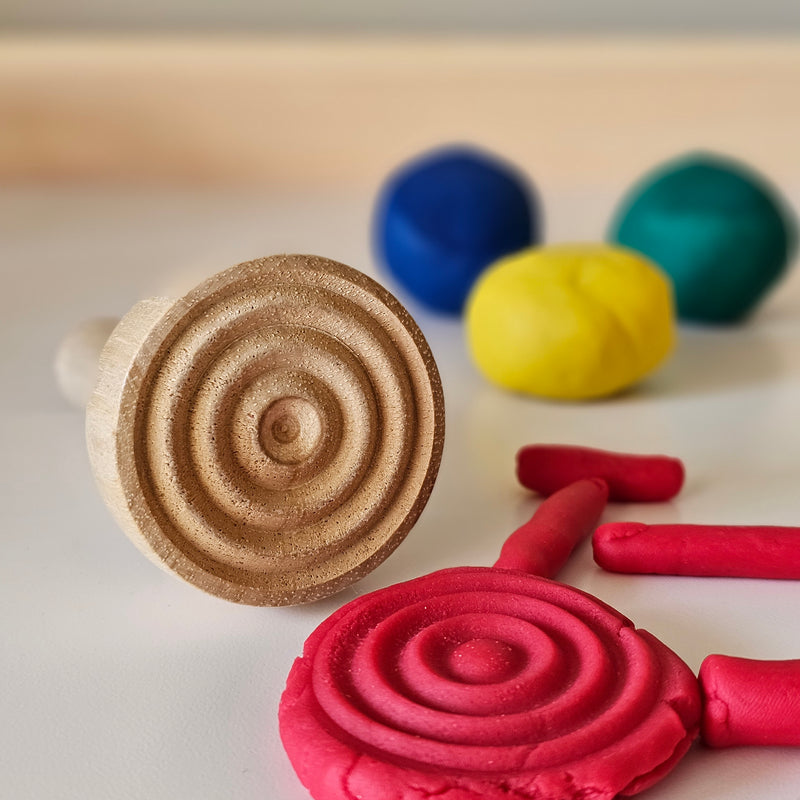 Wooden Dough Stampers Set of 4 Playdough Sand Toys Art and Craft for Kids 3yrs+