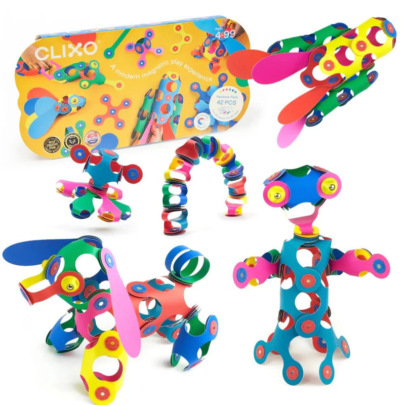 Clixo Rainbow Pack 42pc STEM Toys Best Seller 4yrs+