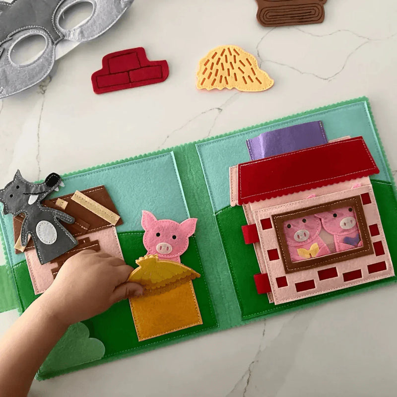 Wondertivity 3 Little Pigs Fabric Activity Book Kids Interactive Book Travel Toys 3yrs+