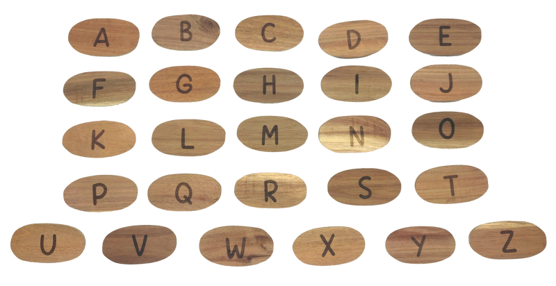 Qtoys Alphabet Sign Language Wooden Stones Set of 26 Double-Sided Early Phonics Resources 3yrs+