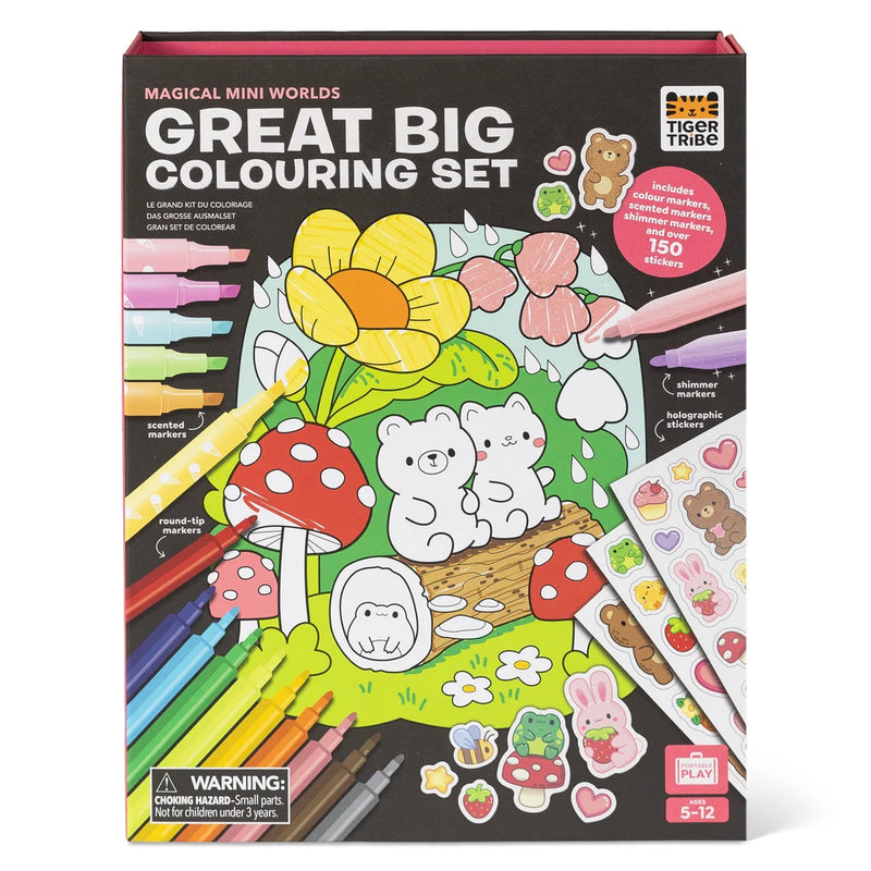 Tiger Tribe Great Big Colouring Set Magical Mini Worlds Activity Book Art and Craft for Kids 5yrs+
