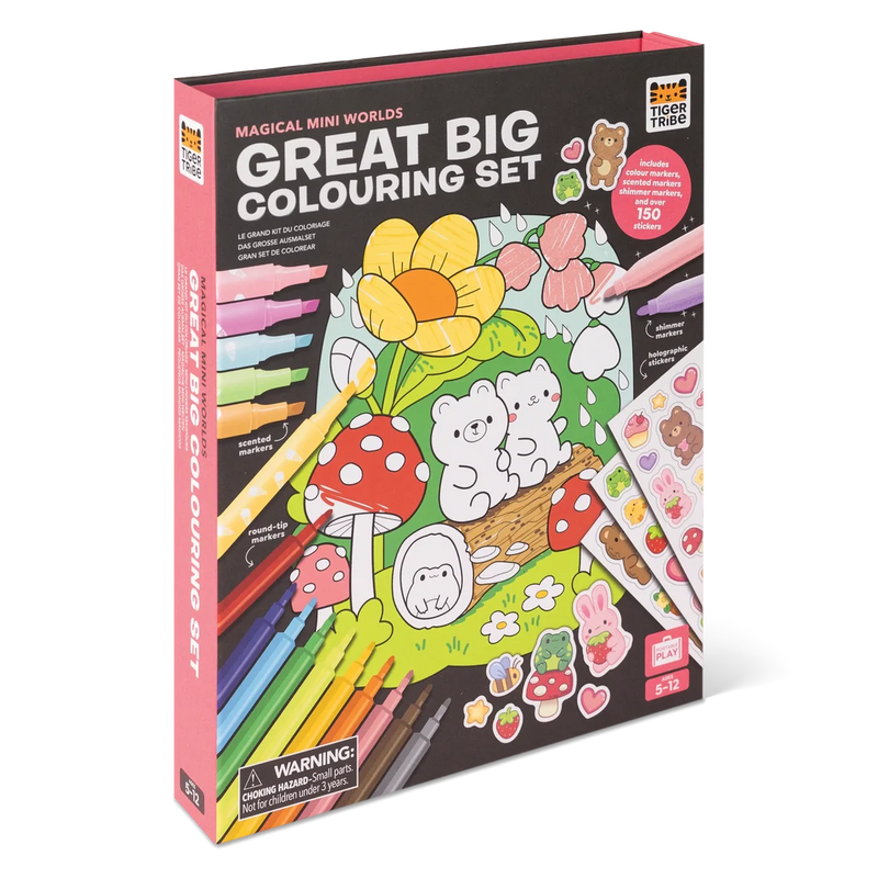 Tiger Tribe Great Big Colouring Set Magical Mini Worlds Activity Book Art and Craft for Kids 5yrs+