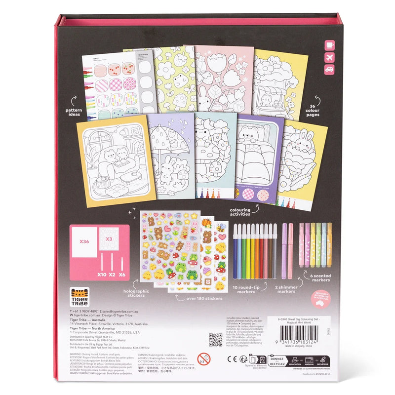 Tiger Tribe Great Big Colouring Set Magical Mini Worlds Activity Book Art and Craft for Kids 5yrs+