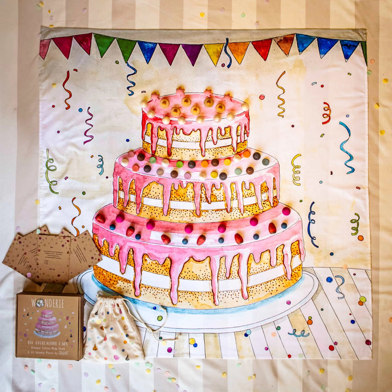Wonderie The Everlasting Cake Cloth with 60 Grapat Pieces Open Ended Play Mat 3yrs+