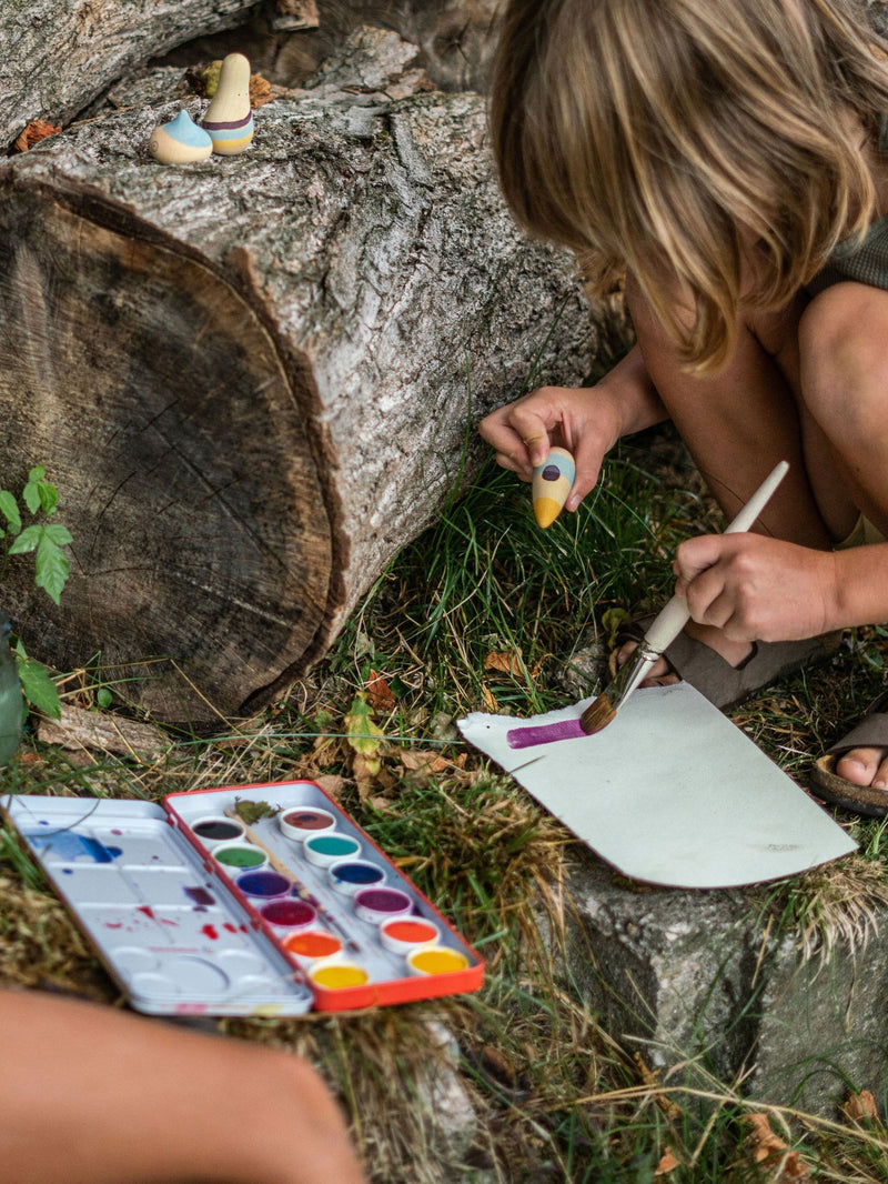 Stockmar Watercolour Paint Set in Tin Waldorf Education Inspired 12 Opaque Colours, Brush+Palette Stationary Art and craft for kids 3yrs+