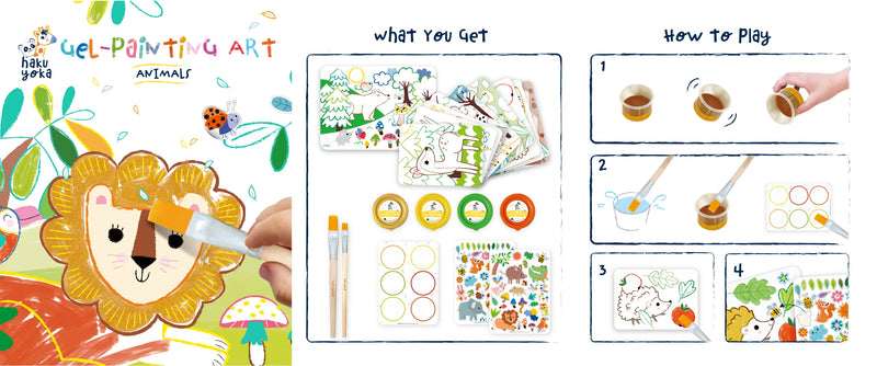 Haku Yoka Art to Go Gel Painting Art Animals Travel Toys Art and Craft for Kids 3yrs+