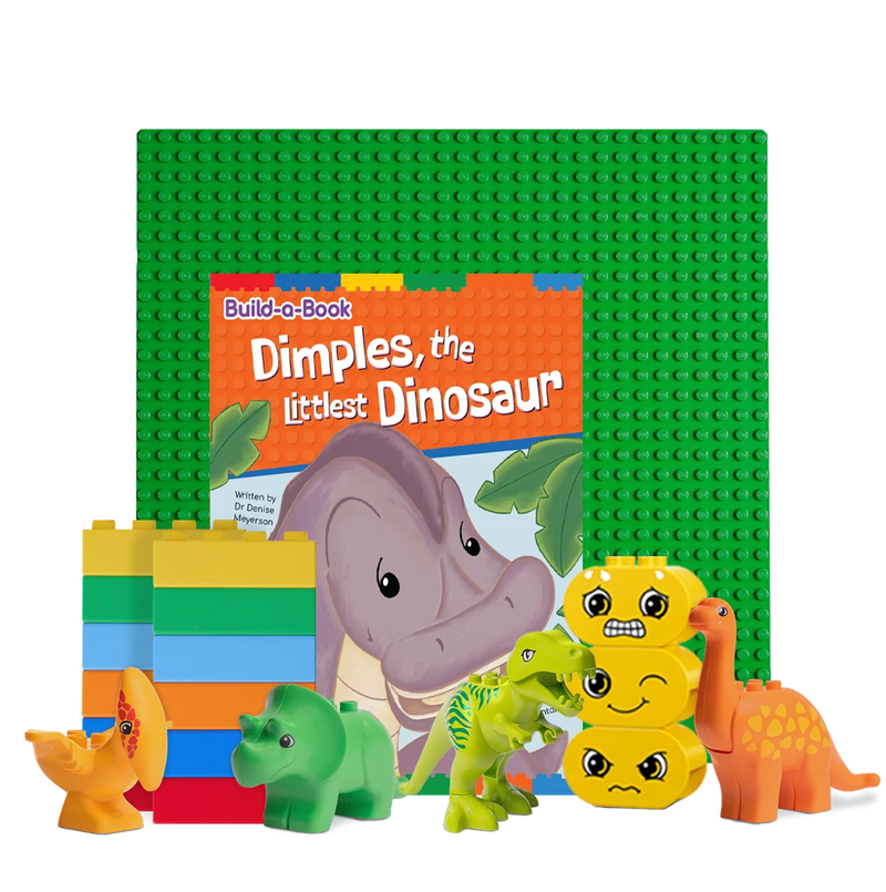 Dimples the Littlest Dinosaur Book and Bricks Set by Yay4Play Early Literacy Building Blocks 3yrs+