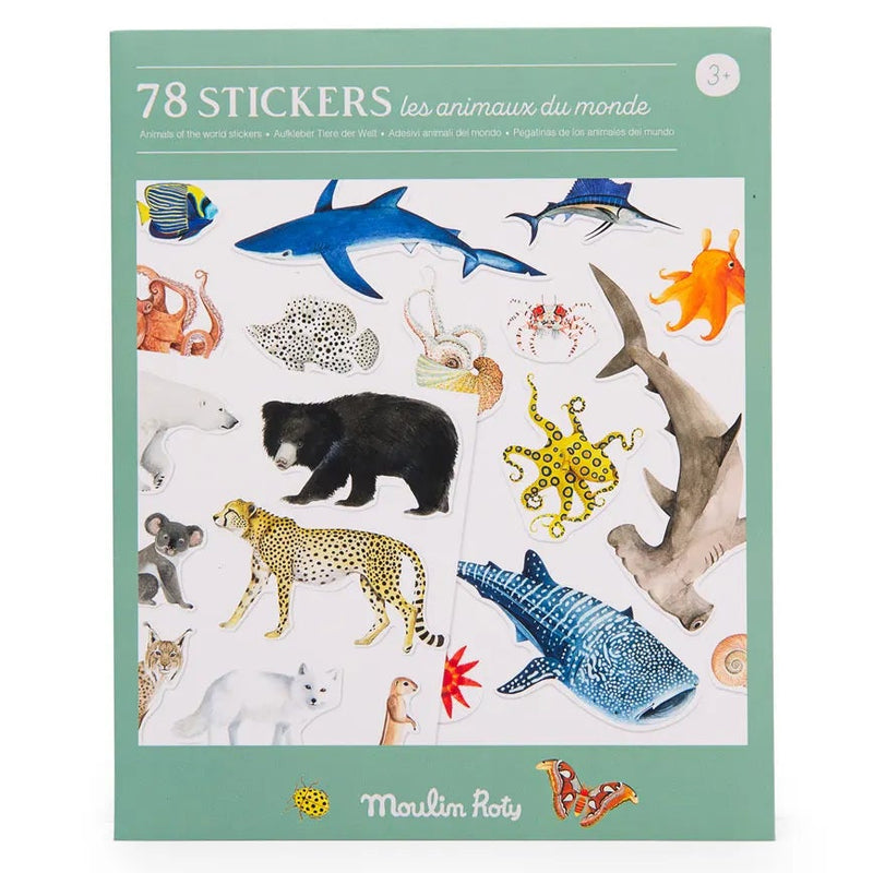 Moulin Roty Animals of the World Reusable Stickers 78pcs Stationary Art and craft for kids 3yrs+