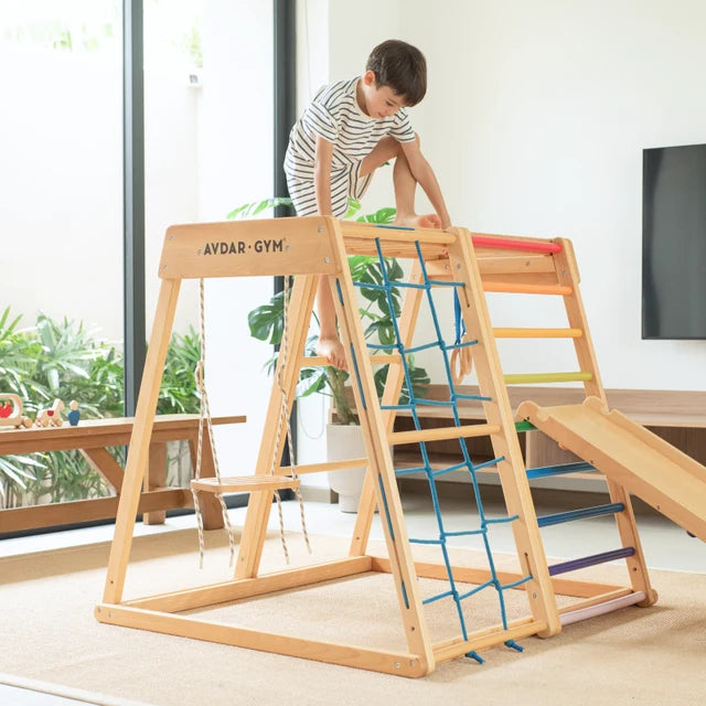 Wooden Climbing Gym Rainbow Climber Set by Avdar Toys Kids Furniture for 18m+ (Heavy Shipping)