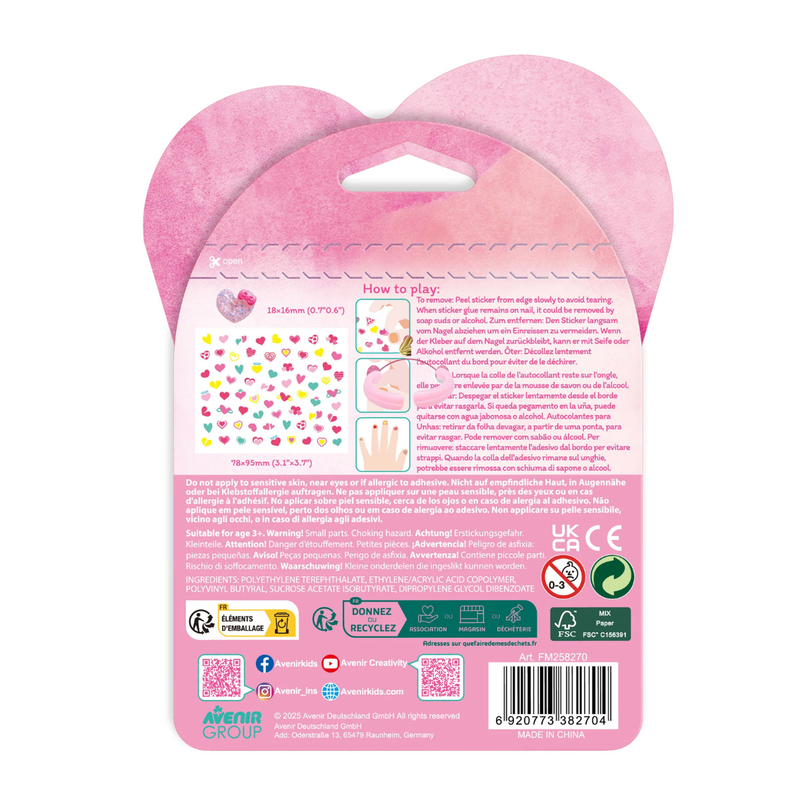 Avenir Fancy Me Hearts Ring and Nail Stickers Art and Craft for Kids 3yrs+