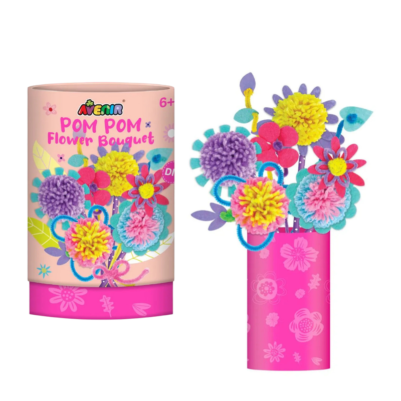Avenir Pom Pom Bouquet Flower Kit Art and Craft for Kids Gifting Idea for 6yrs+