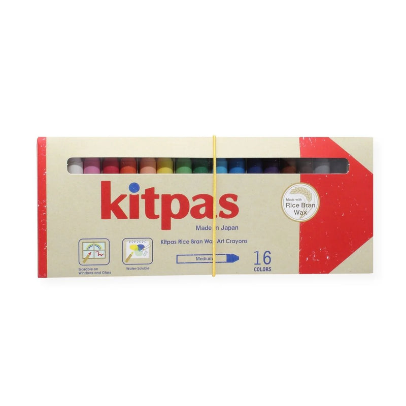 Kitpas Medium Stick Rice Wax Crayons 16 Colours Stationary Art and Craft for Kids 3yrs+