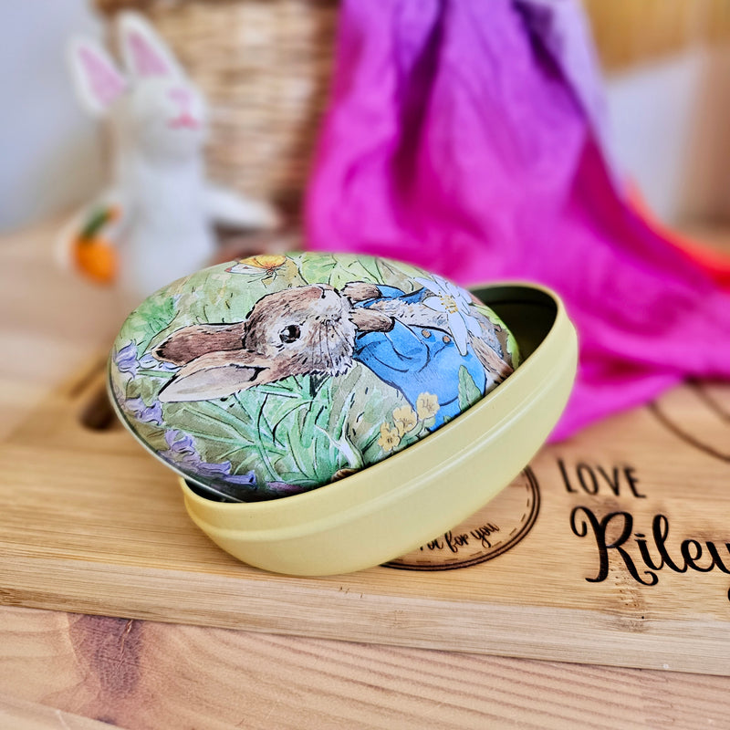 Peter Rabbit Easter Medium Egg Shape Tins 11cm x 6.5cm