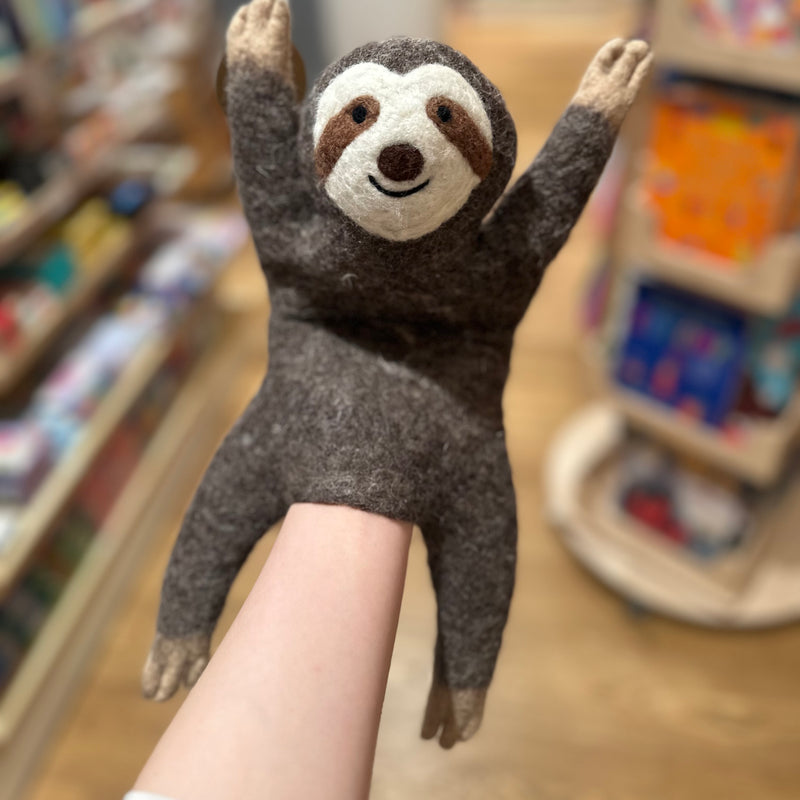 Tara Treasures Felt Sloth Hand Puppet Pretend & Imaginative Play Toys Retired 3yrs+