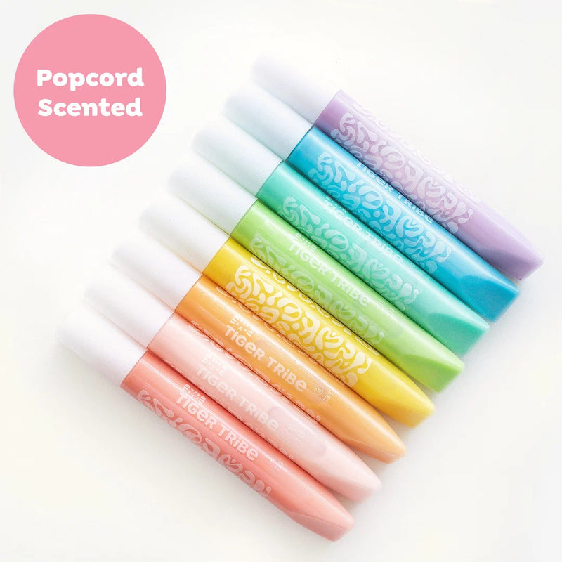 Tiger Tribe Puffy Popcorn Pens Scented 8pcs Stationary Art and craft for kids 5yrs+