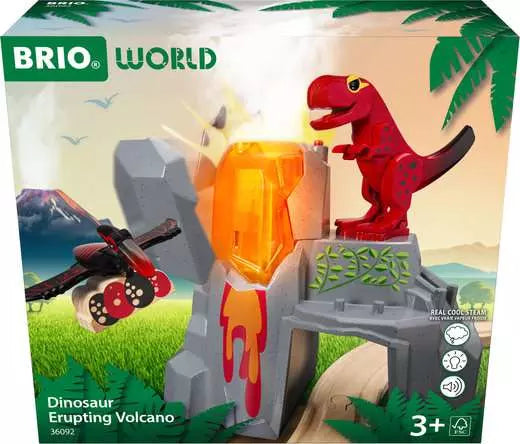BRIO Dinosaur Erupting Volcano 5pcs With Sound and Light Dinosaur Toy 3yrs+