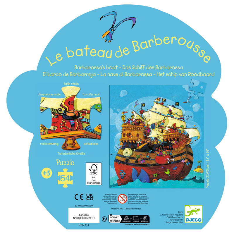 Barbarossa Boat 54pc Jigsaw Puzzle by Djeco Cognitive Developmental Toys Gifting Idea for 5yrs+