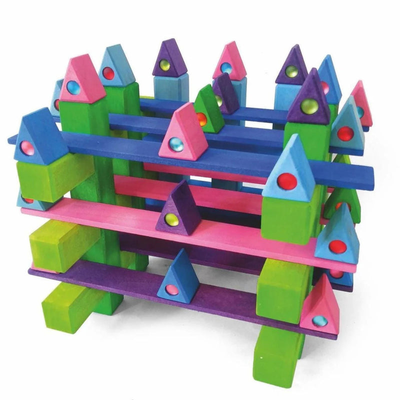 Bauspiel Coloured Rods Building Blocks 100 Piece STEM Wooden Toys 3yrs+