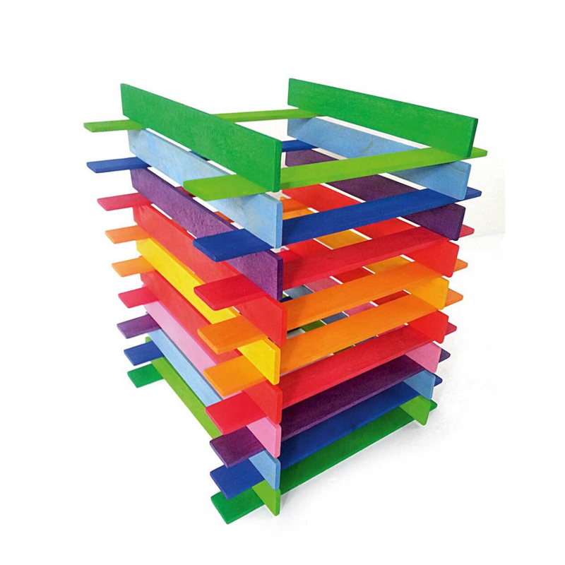 Bauspiel Coloured Rods Building Blocks 100 Piece STEM Wooden Toys 3yrs+