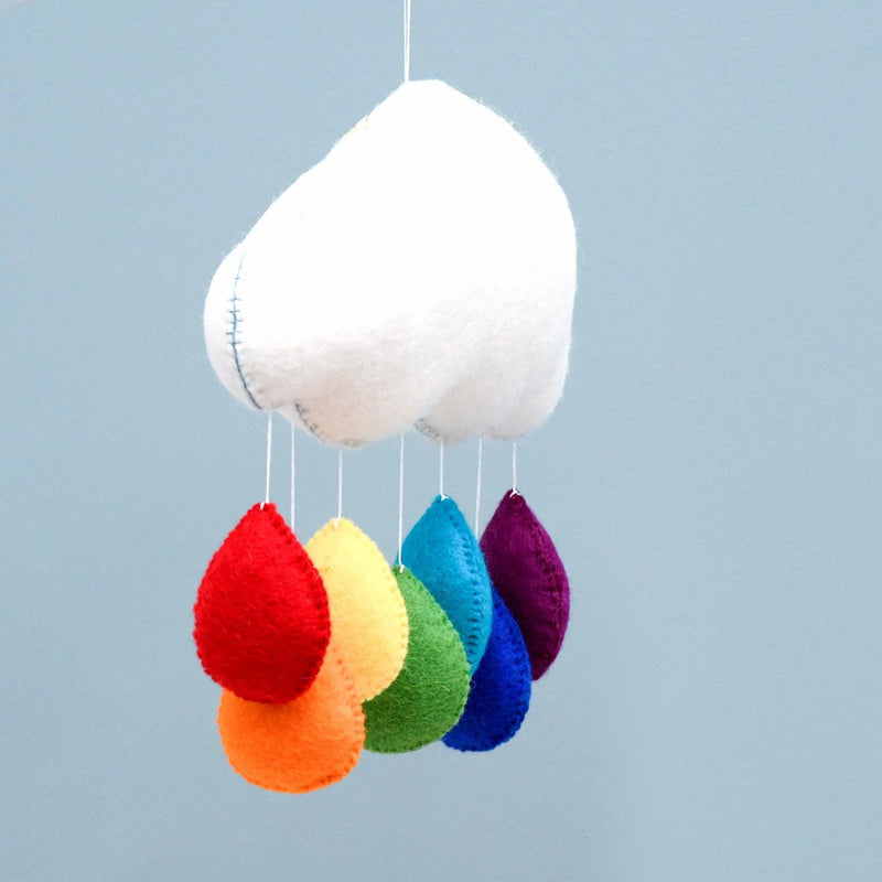 Tara Treasures Large Felt Cloud Baby Nursery Mobile with Rainbow Droplets Baby Gifts Idea 0m+