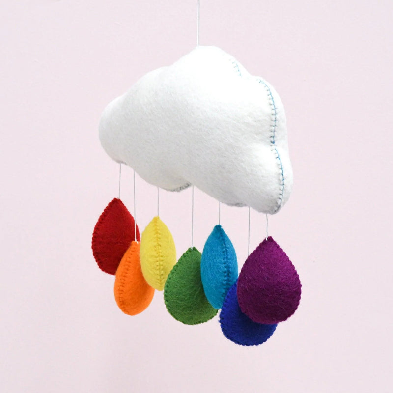 Tara Treasures Large Felt Cloud Baby Nursery Mobile with Rainbow Droplets Baby Gifts Idea 0m+