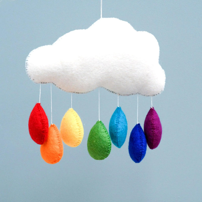 Tara Treasures Large Felt Cloud Baby Nursery Mobile with Rainbow Droplets Baby Gifts Idea 0m+