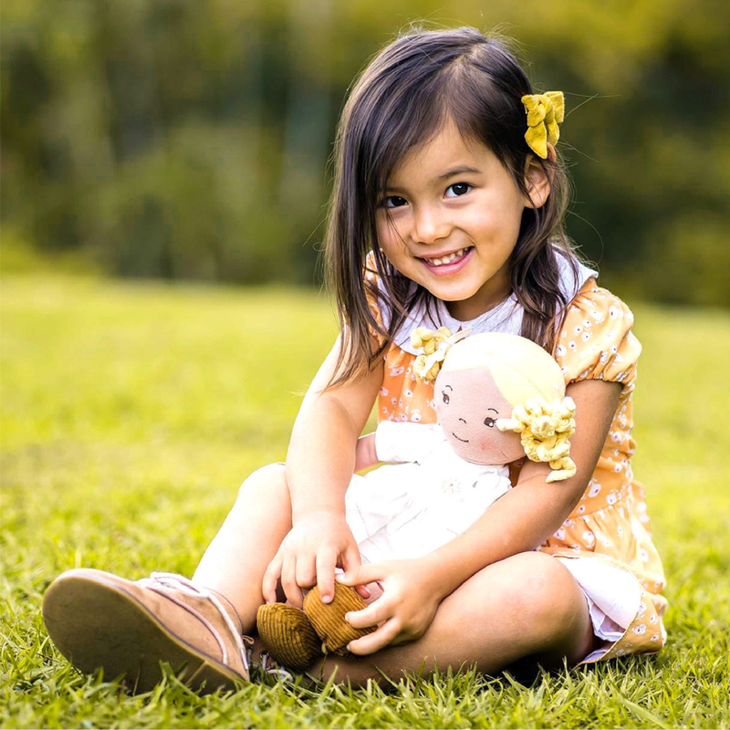 Bonikka Dolls Priscy with Blonde Hair & White Linen Dress Baby Toddler Plush Toys Baby Gifts Idea 0m+