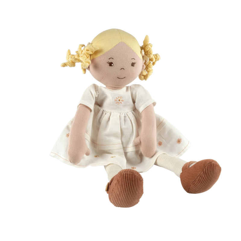 Bonikka Dolls Priscy with Blonde Hair & White Linen Dress Baby Toddler Plush Toys Baby Gifts Idea 0m+