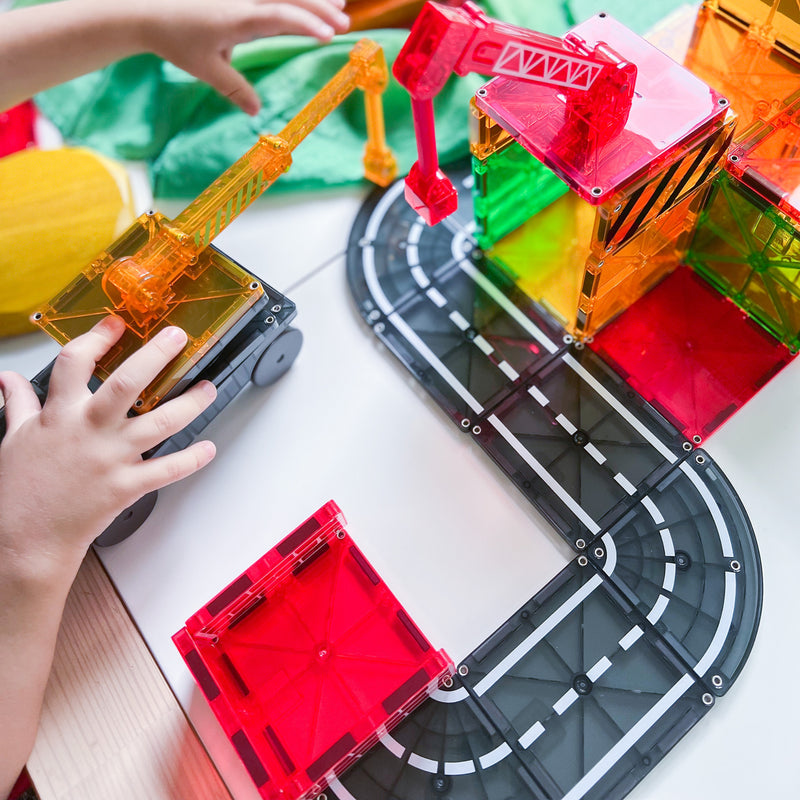 Magna Tiles Builder with Crane and Road 32 Piece Set Magnetic Tiles Best Seller 3yrs+
