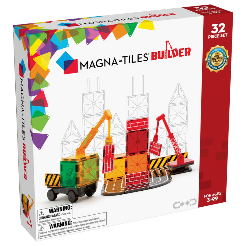Magna Tiles Builder with Crane and Road 32 Piece Set Magnetic Tiles Best Seller 3yrs+