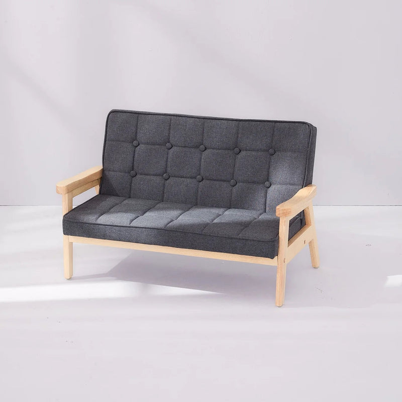 Bunny Tickles Mesasilla Kids 2 Seater Solid Timber Sofa 2 Colours Oat or Dark Grey (Furniture Shipping)