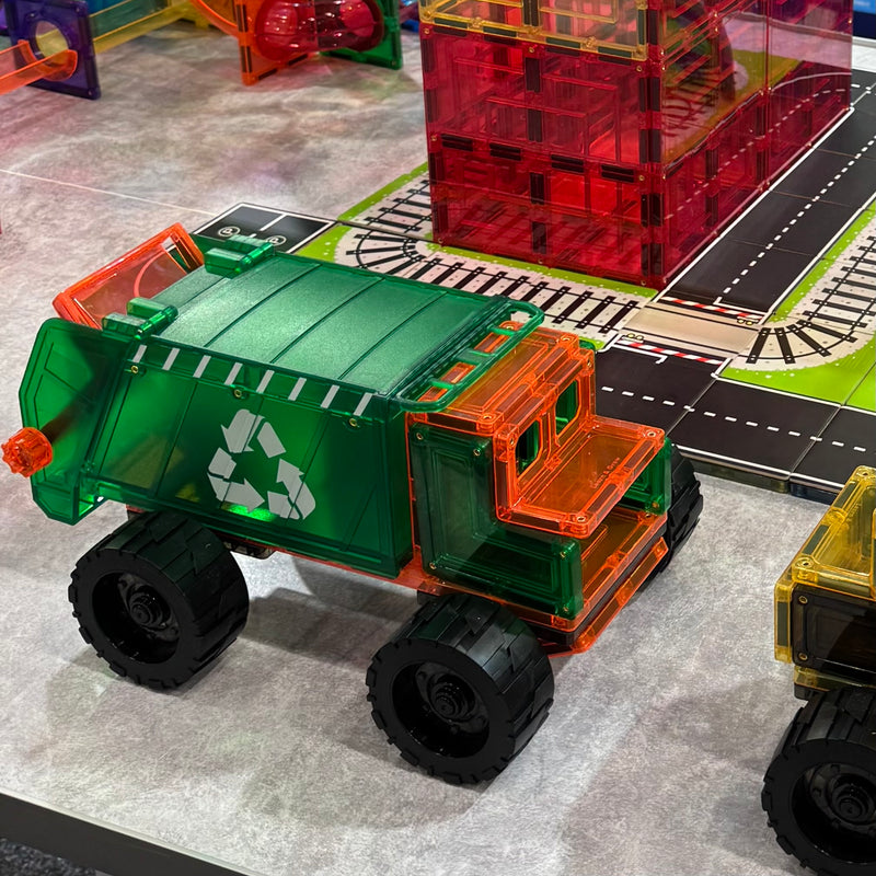 Learn and Grow Toys Magnetic Mega Recycling Truck 14 Piece Set by Tile Tek Magnetic Tiles Toy Car 3yrs+
