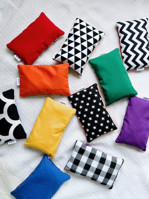 Sandies Sandbags Rainbow plus Black and White Double sided 6pcs Set Toddler Sensory Toys Gifting Ideas 3yrs+