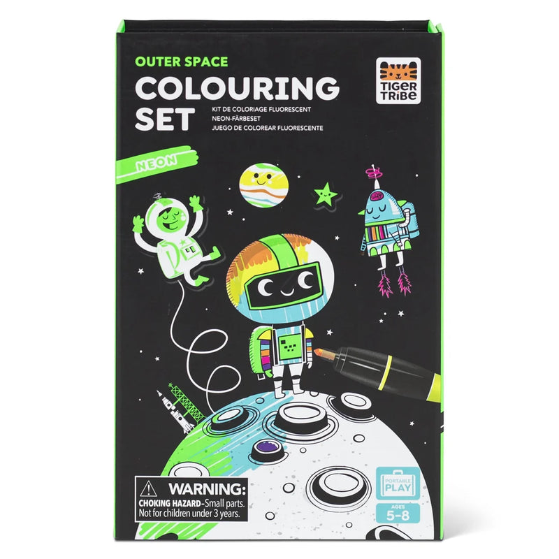 Tiger Tribe Neon Colouring Set Outer Space Activity Book Art and Craft for kids 5yrs+