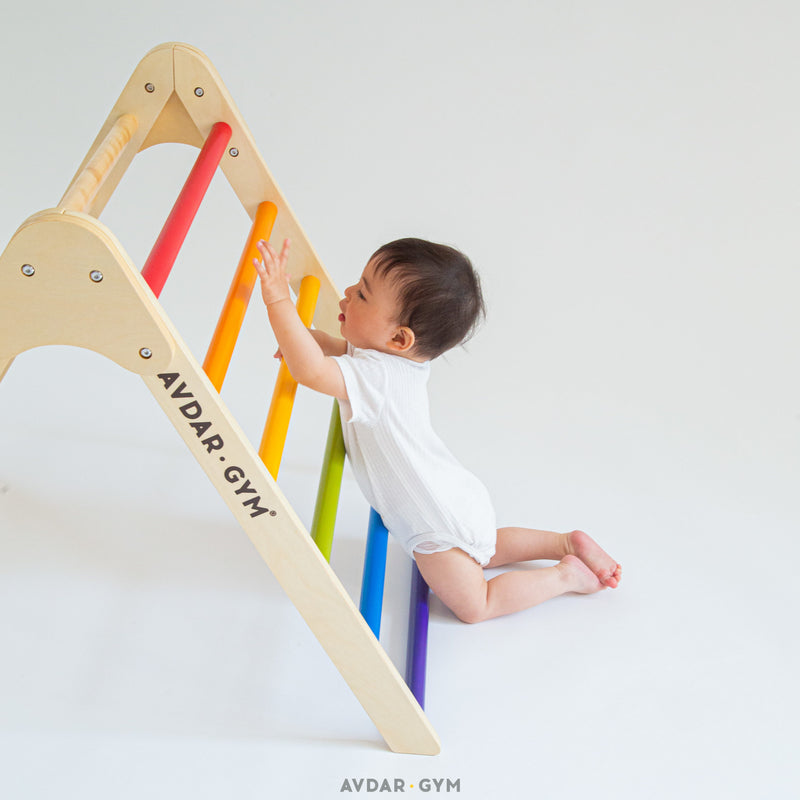 Wooden Climbing Gym Rainbow Triangle Set by Avdar Toys Kids Furniture for 18m+ (Furniture Shipping)